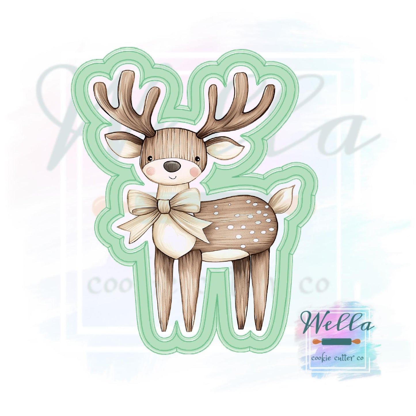 Wooden Deer with Bow Cookie Cutter