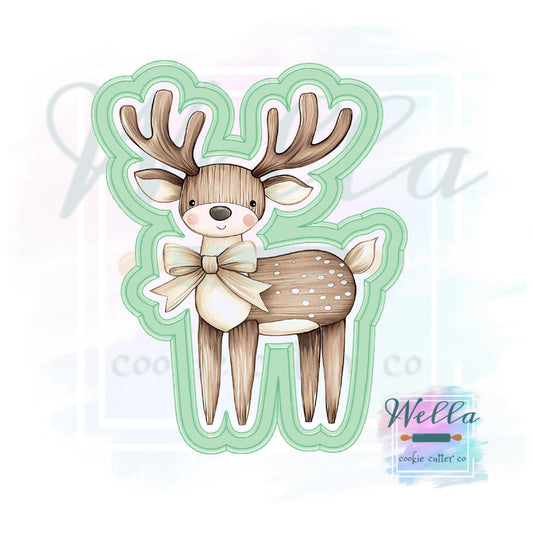 Wooden Deer with Bow Cookie Cutter
