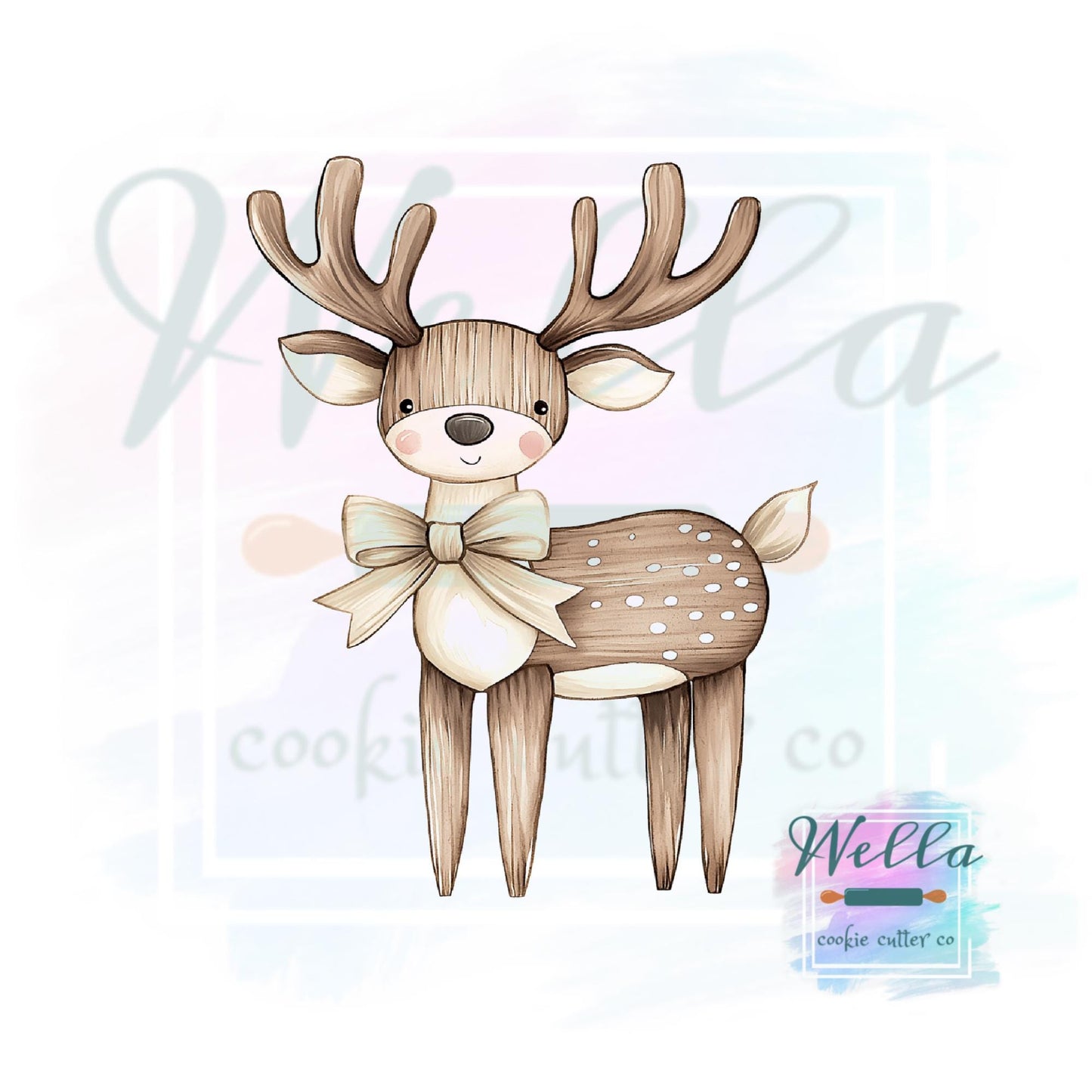 Wooden Deer with Bow Cookie Cutter