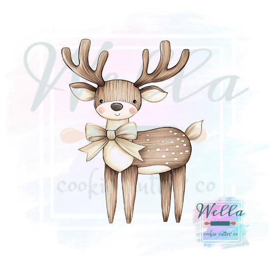 Wooden Deer with Bow Cookie Cutter