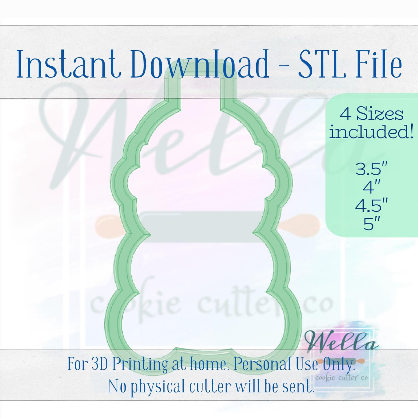 Digital STL File - Bear Coffee Drink Cookie Cutter - 4 Sizes Included 3.5" 4" 4.5" & 5"