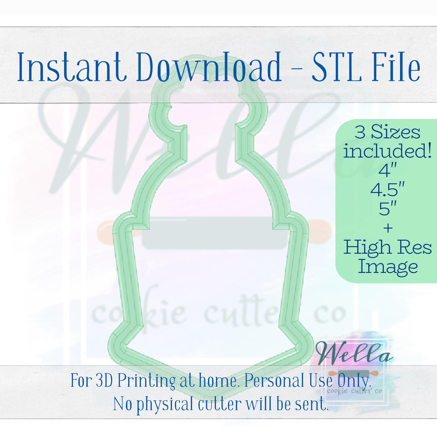 Digital STL File - Holiday Train Front View Cookie Cutter - 3 Sizes Included