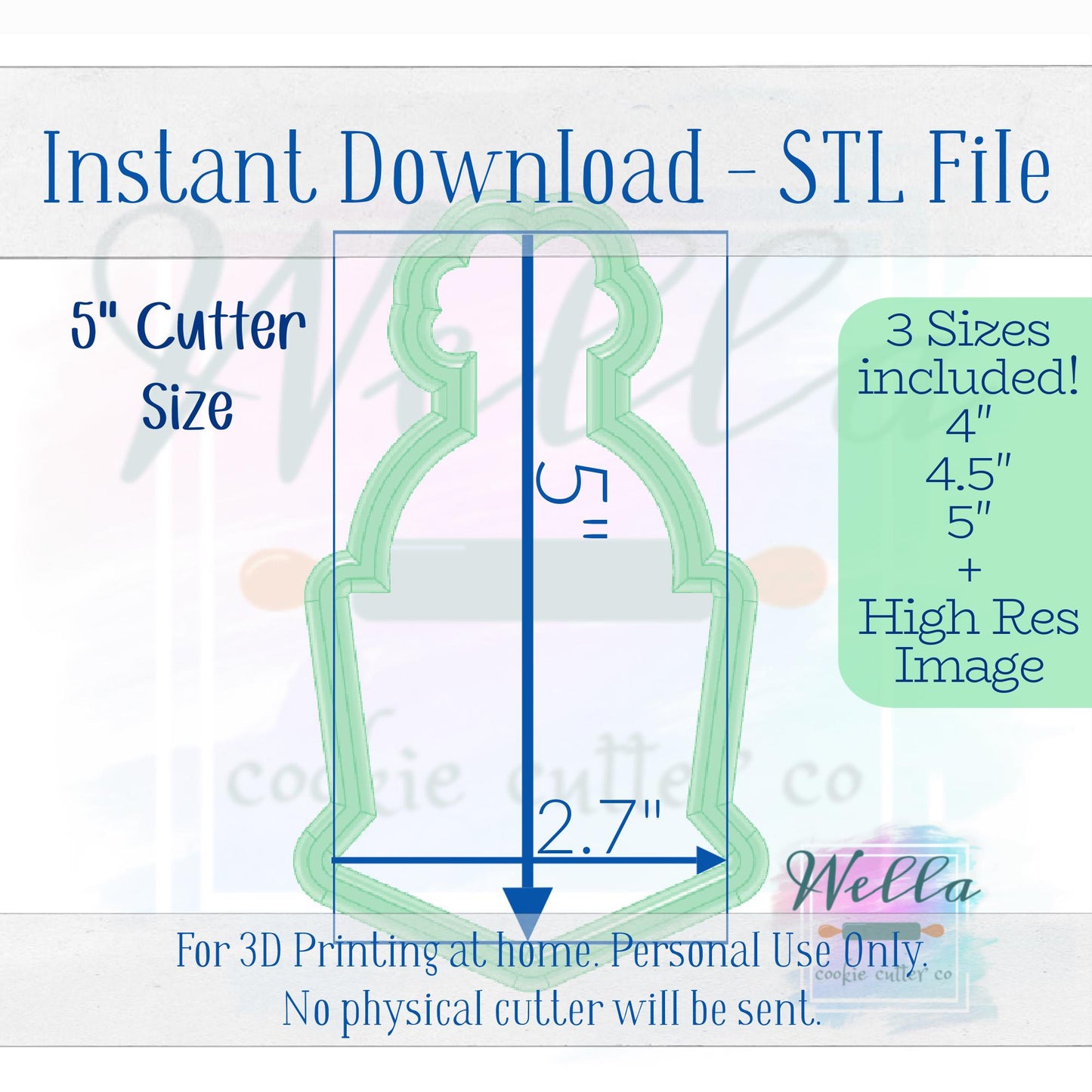 Digital STL File - Holiday Train Front View Cookie Cutter - 3 Sizes Included