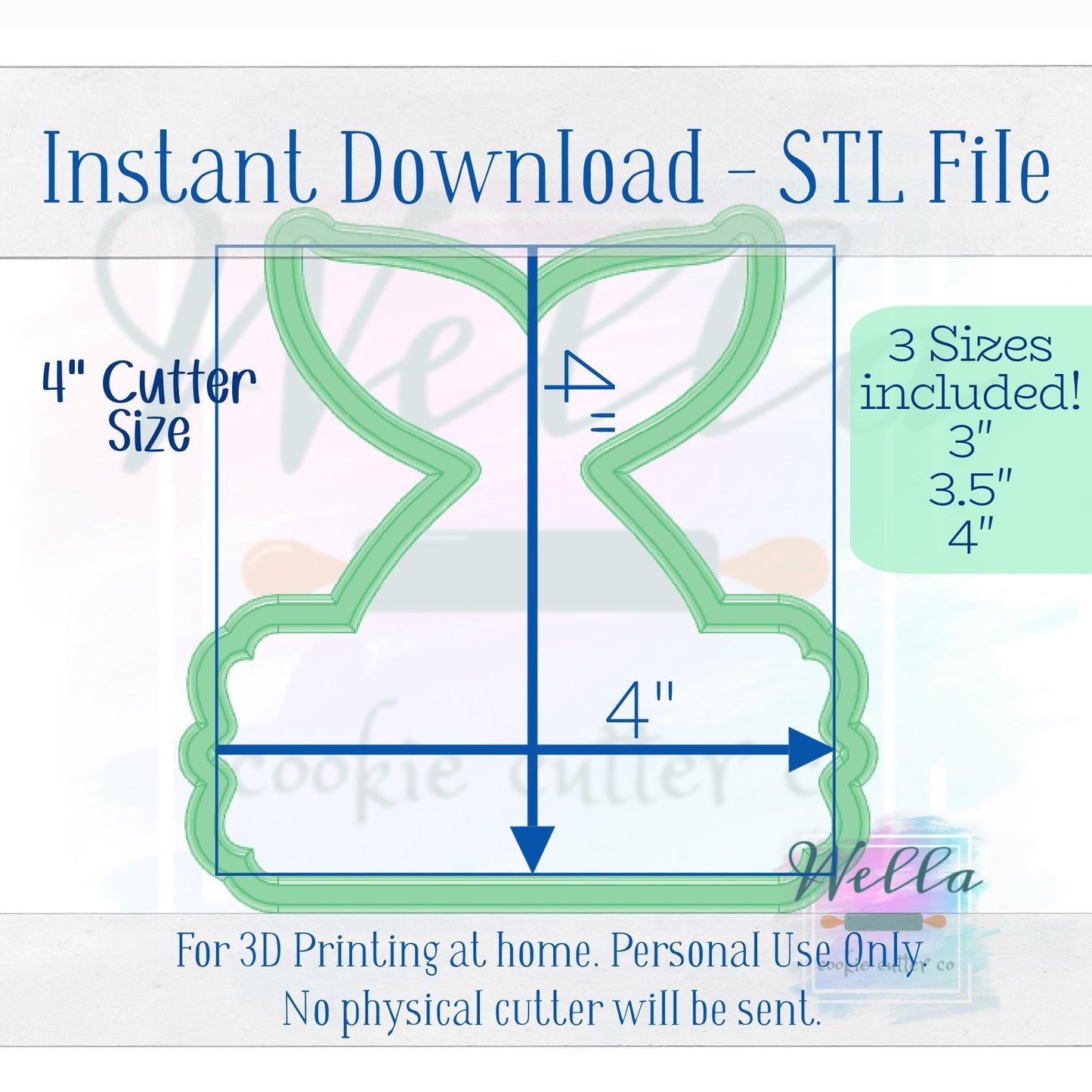 Digital STL File - Mermaid Tail Plaque Cookie Cutter - 3 Sizes Included
