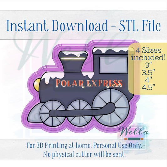Digital STL File - Holiday Train #2 Side View Cookie Cutter - 4 Sizes Included