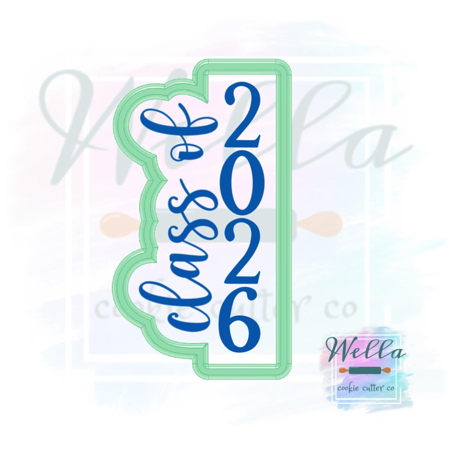 Graduation Class of 2026 #3 Skinny Cookie Cutter with Optional Stencil