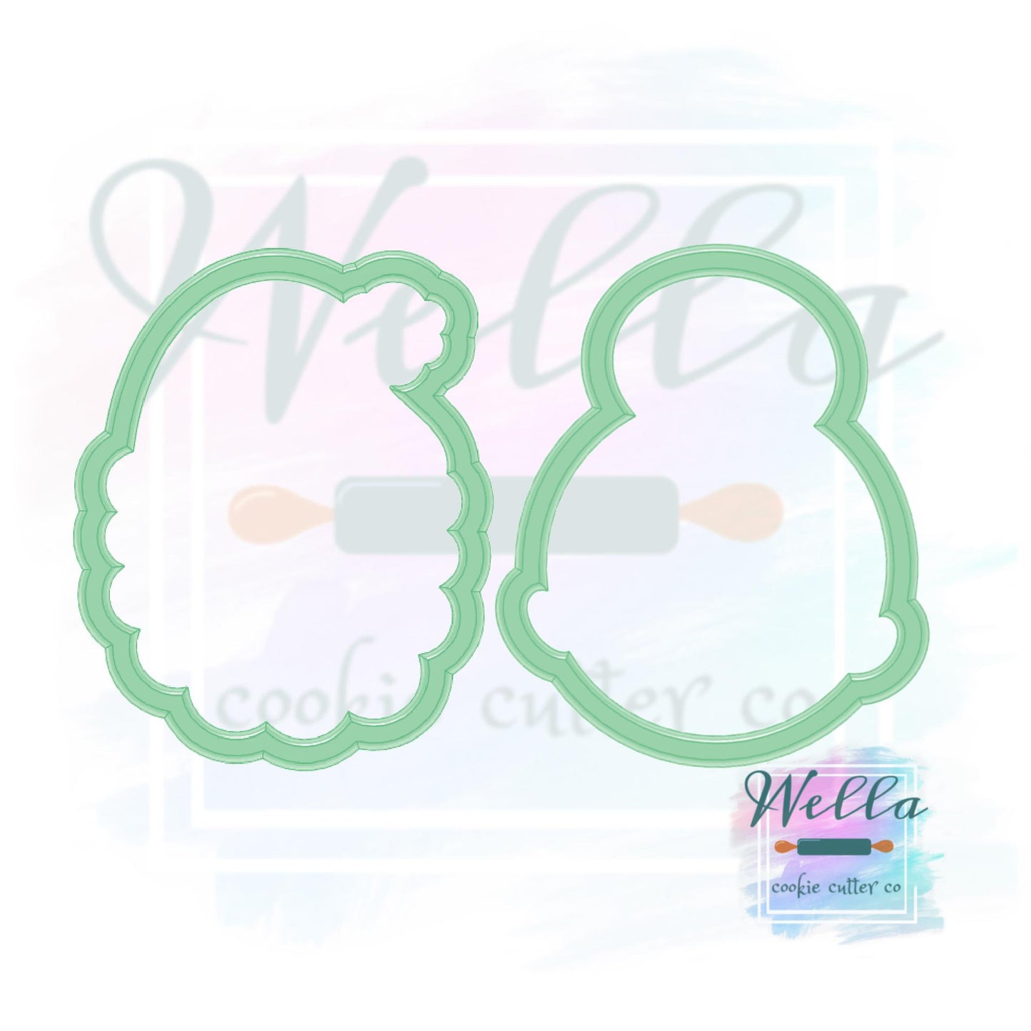 Santa and Mrs. Clause Set #1 Cookie Cutters with Optional Stencil Guides