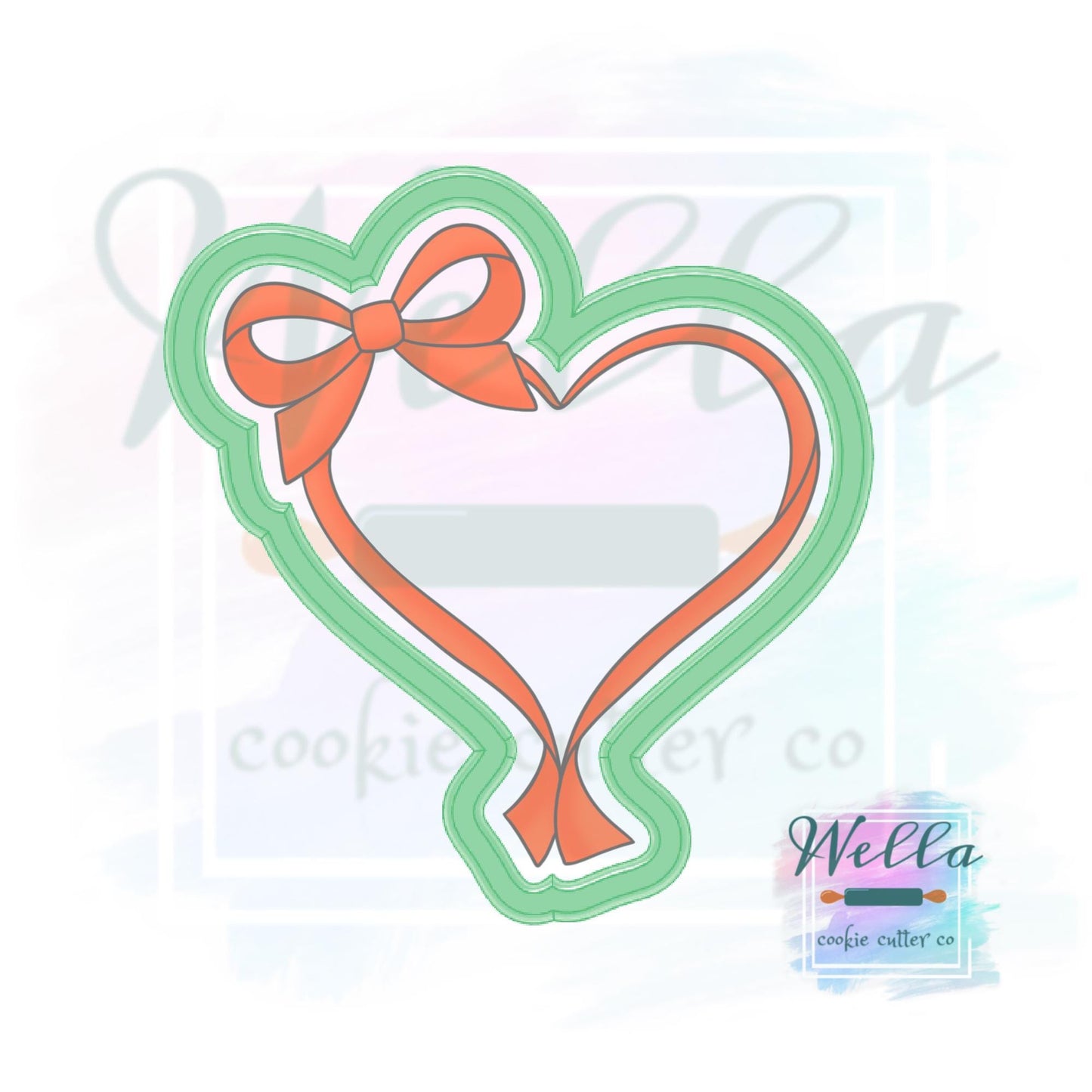 Ribbon Heart Plaque with Bow Cookie Cutter