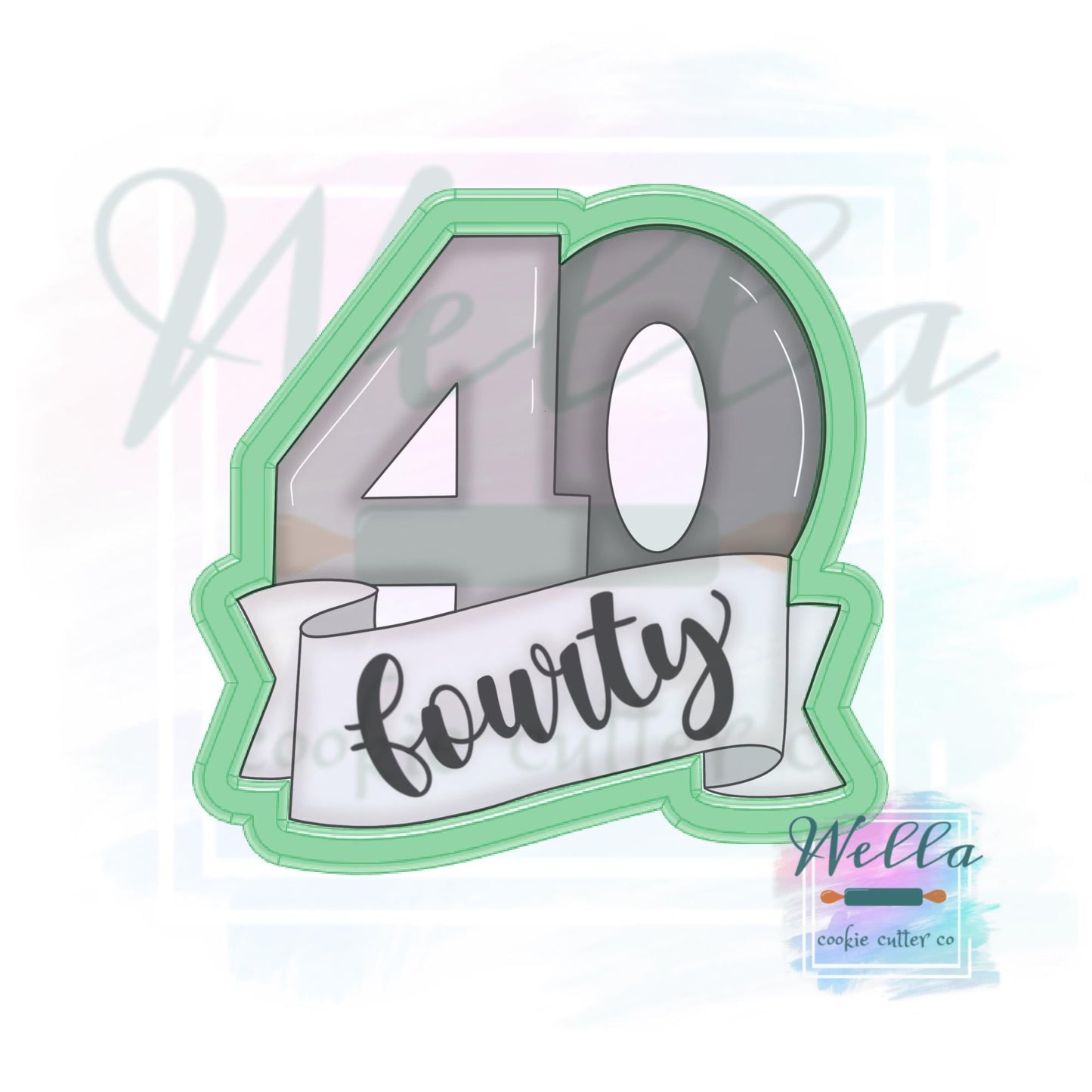 Number 40 with Banner Cookie Cutter