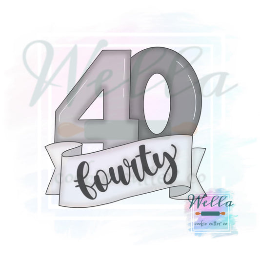 Number 40 with Banner Cookie Cutter