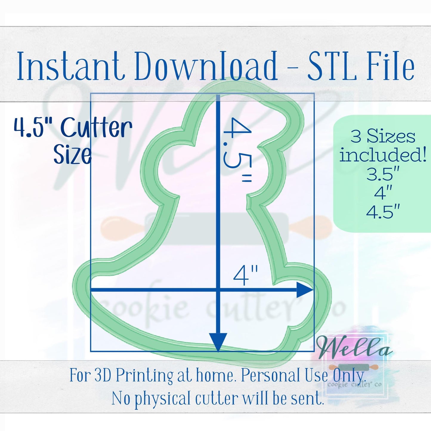 Digital STL File - Silly Goose with Bow Cookie Cutter - 3 Sizes