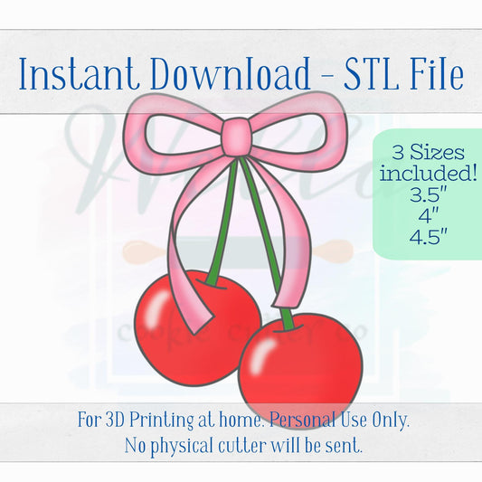 Digital STL File - Cherries with Bow #1 Cookie Cutter - 3 Sizes Included
