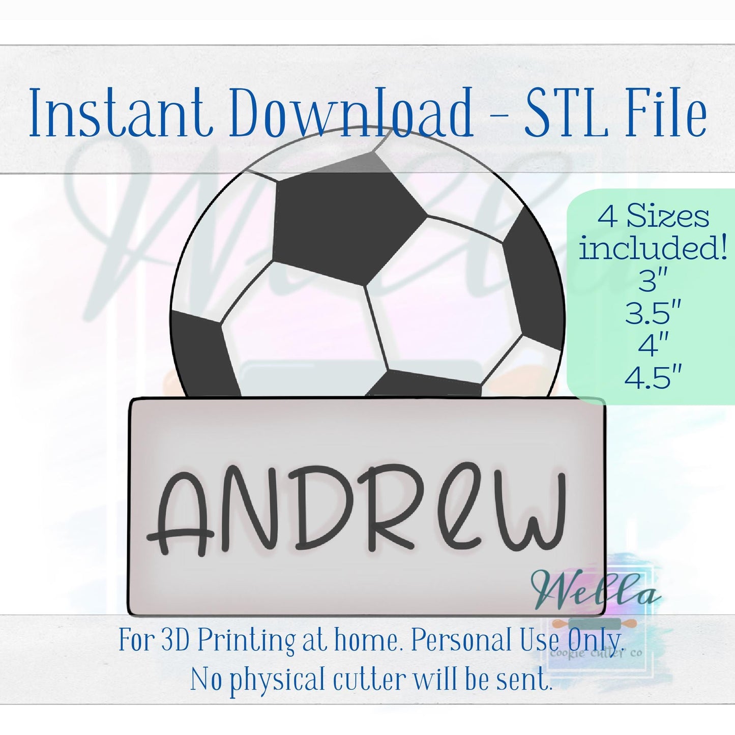 Digital STL File - Basketball Name Plaque Cookie Cutter - 4 Sizes Included