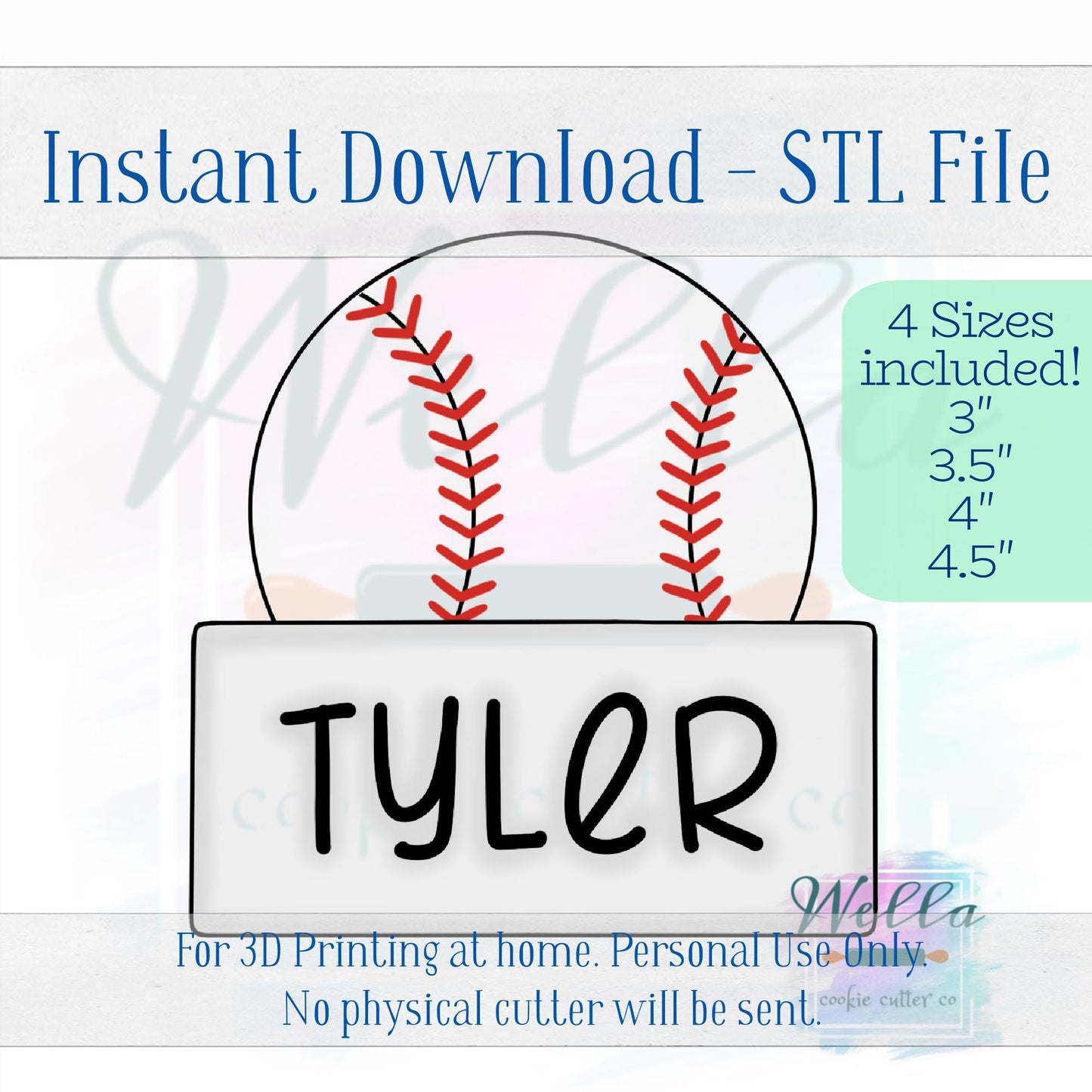 Digital STL File - Basketball Name Plaque Cookie Cutter - 4 Sizes Included