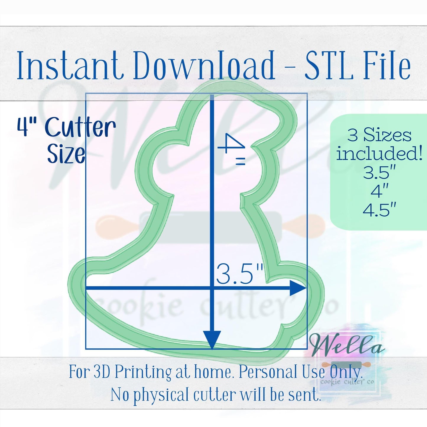 Digital STL File - Silly Goose with Bow Cookie Cutter - 3 Sizes