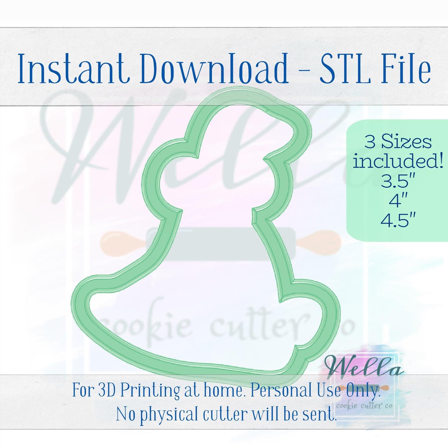 Digital STL File - Silly Goose with Bow Cookie Cutter - 3 Sizes