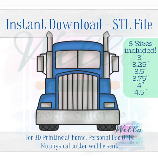 Digital STL File - Semi Truck Front Cookie Cutter - 6 Sizes Included