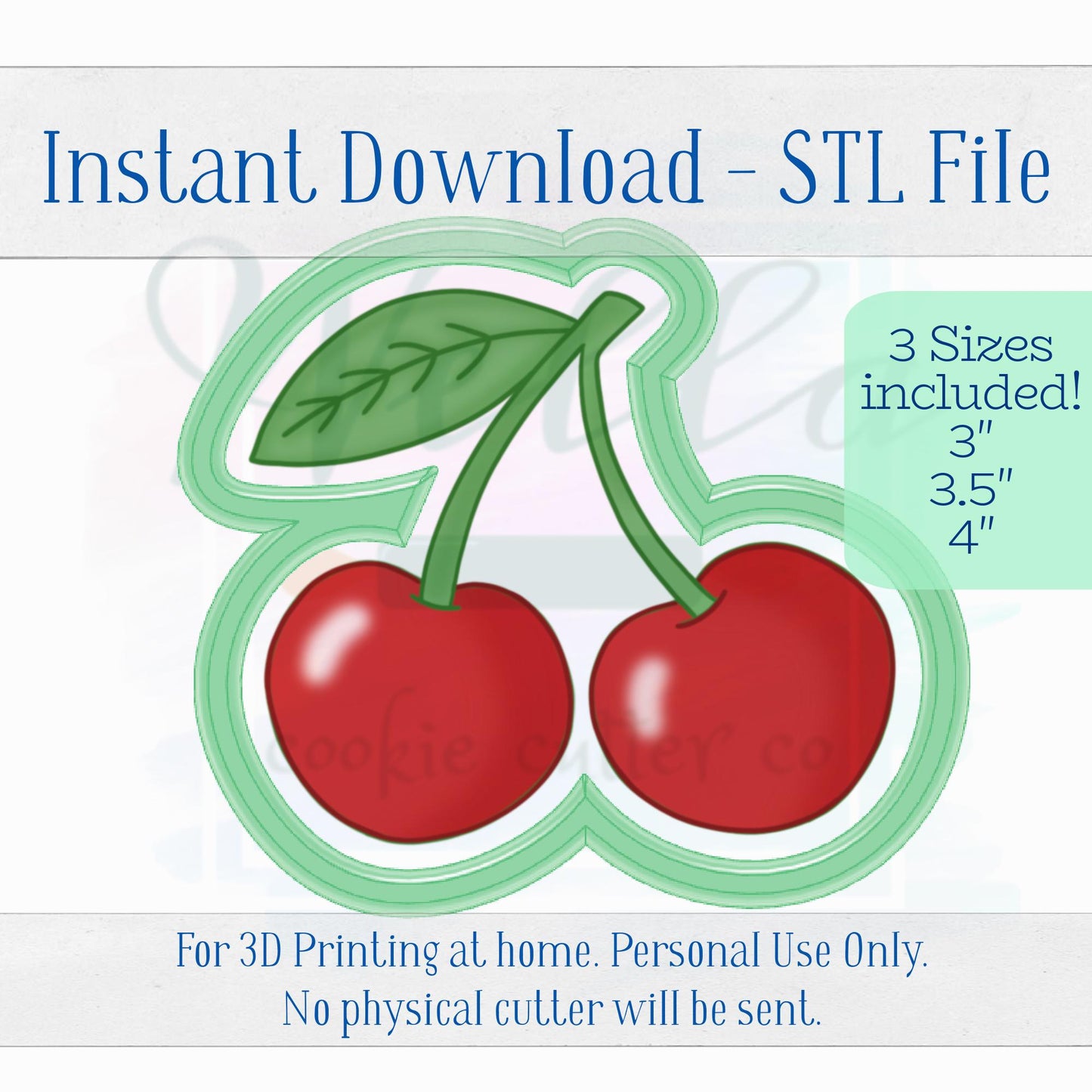 Digital STL File - Cherries with Leaf Cookie Cutter - 3 Sizes Included