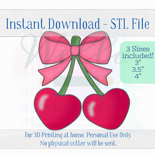 Digital STL File - Cherries with Hearts Cookie Cutter - 3 Sizes Included