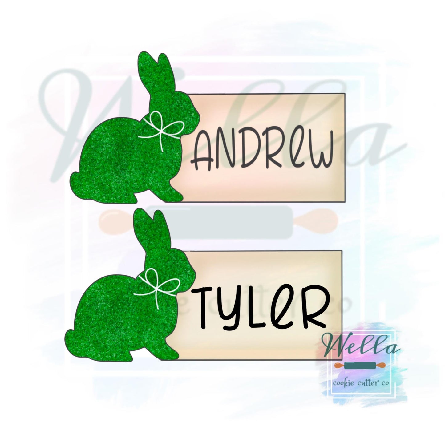 Moss Bunny Name Plaque Cookie Cutter