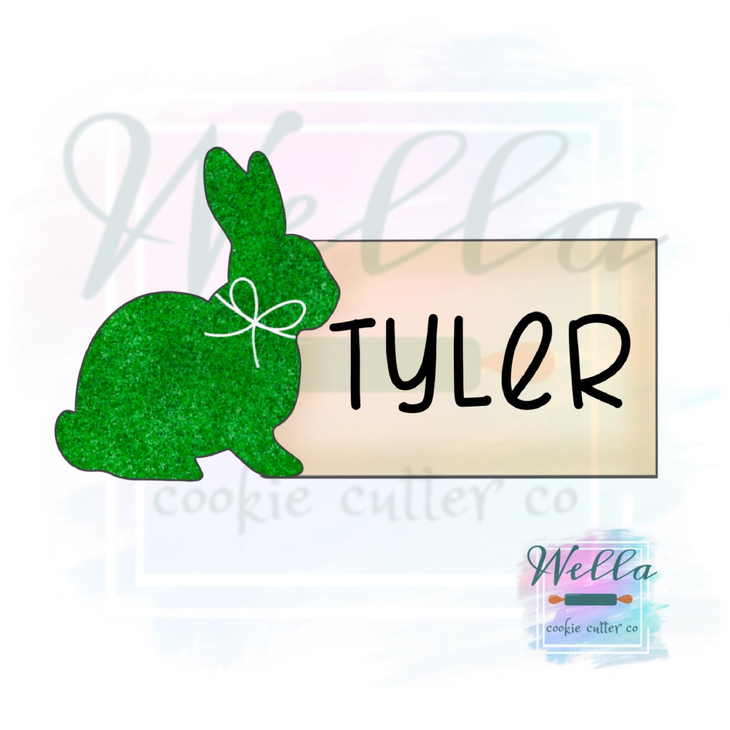 Moss Bunny Name Plaque Cookie Cutter