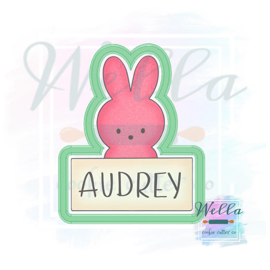 Marshmallow Bunny Name Plaque #2 Cookie Cutter