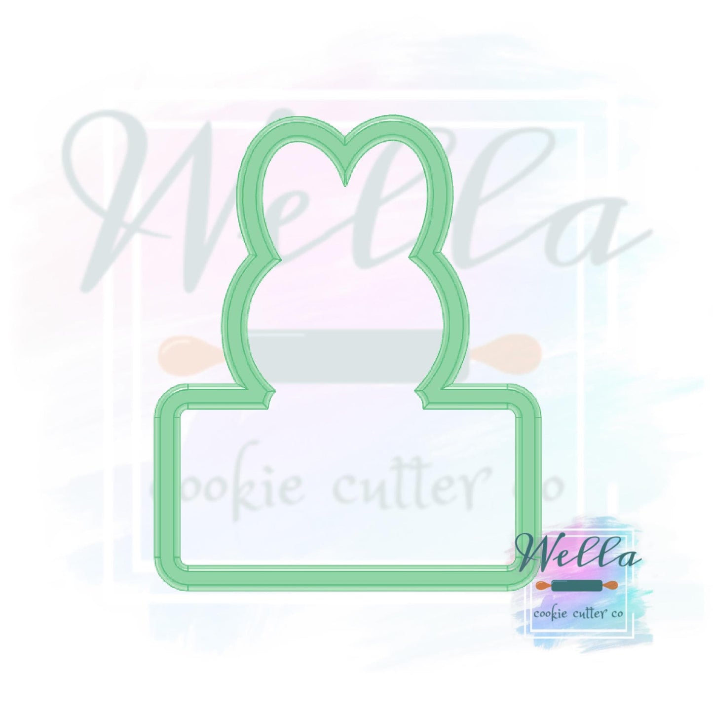 Marshmallow Bunny Name Plaque #2 Cookie Cutter