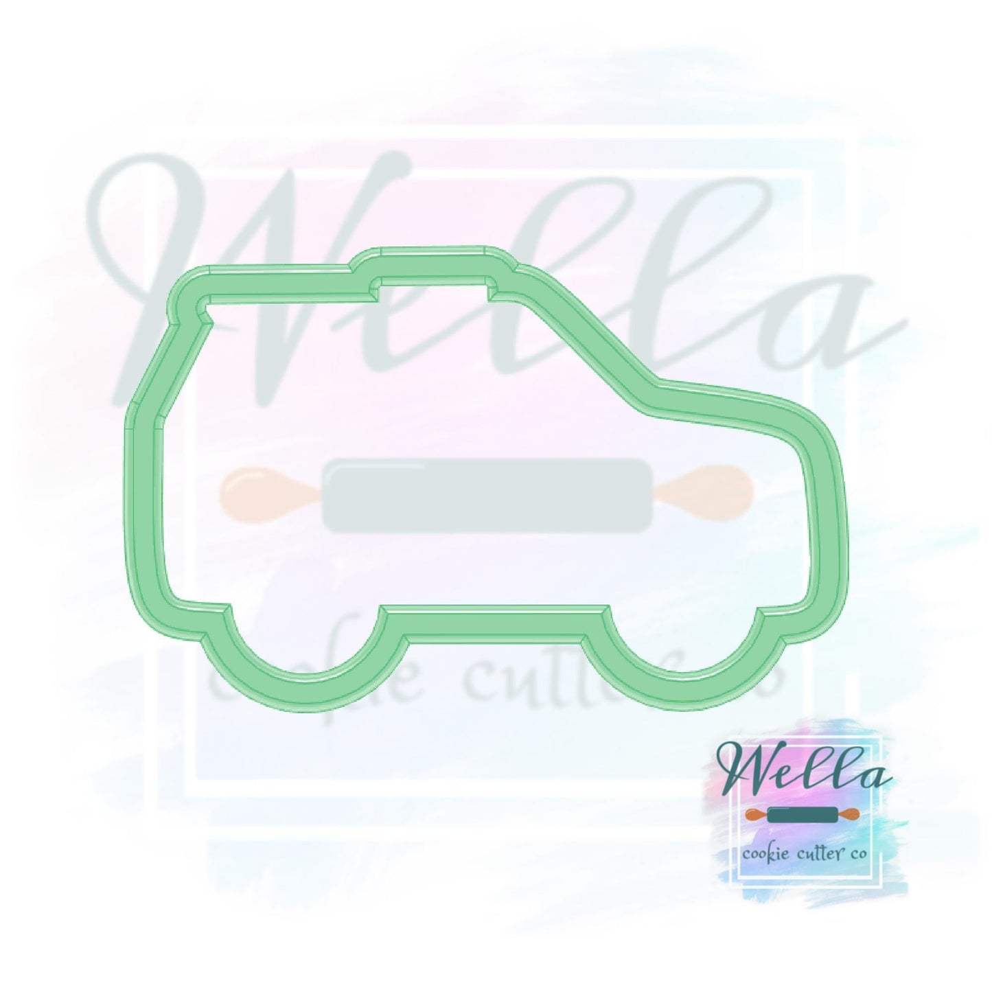 Police SUV Cookie Cutter with Optional Stencil Guide