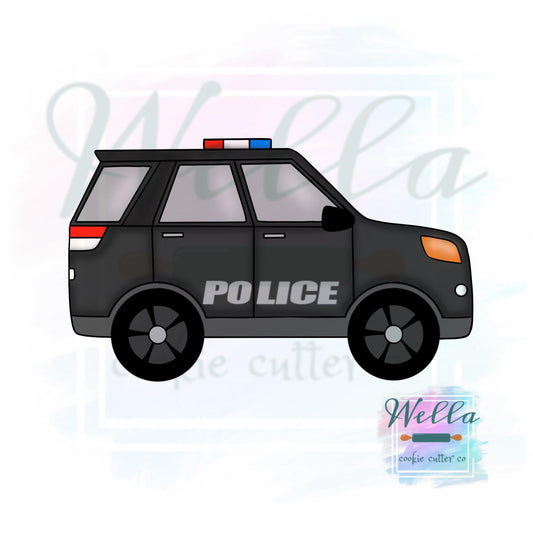 Police SUV Cookie Cutter with Optional Stencil Guide