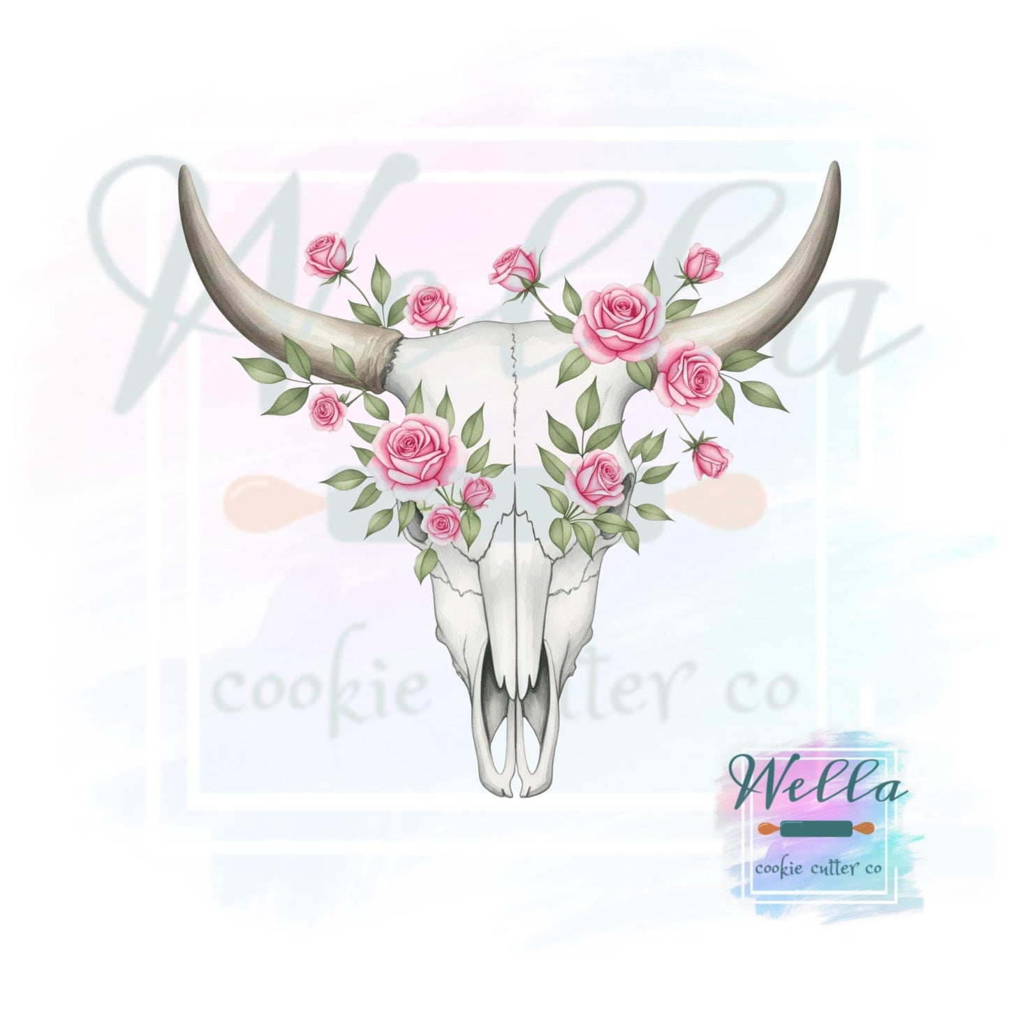 Floral Cow Skull Cookie Cutter