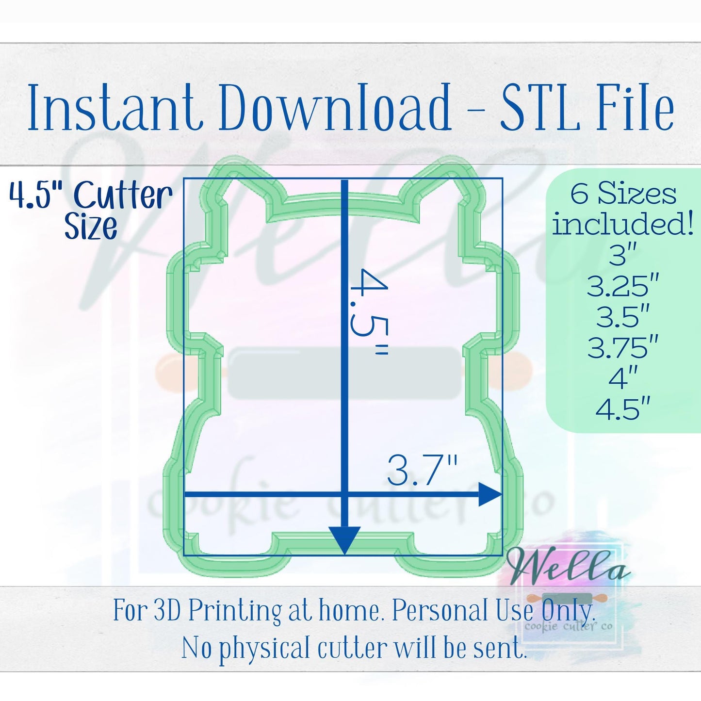 Digital STL File - Semi Truck Front Cookie Cutter - 6 Sizes Included