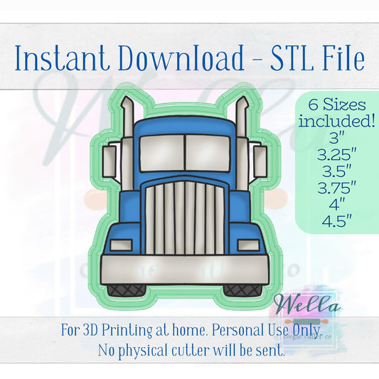 Digital STL File - Semi Truck Front Cookie Cutter - 6 Sizes Included