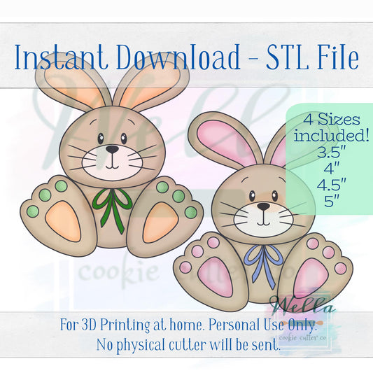 Digital STL File - Bunny Big Feet #1 Cookie Cutter - 4 Sizes