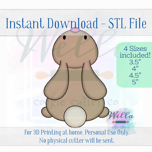 Digital STL File - Bunny Looking Up Cookie Cutter - 4 Sizes