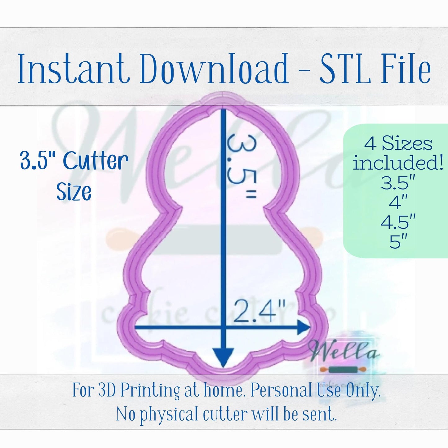 Digital STL File - Bunny Looking Up Cookie Cutter - 4 Sizes