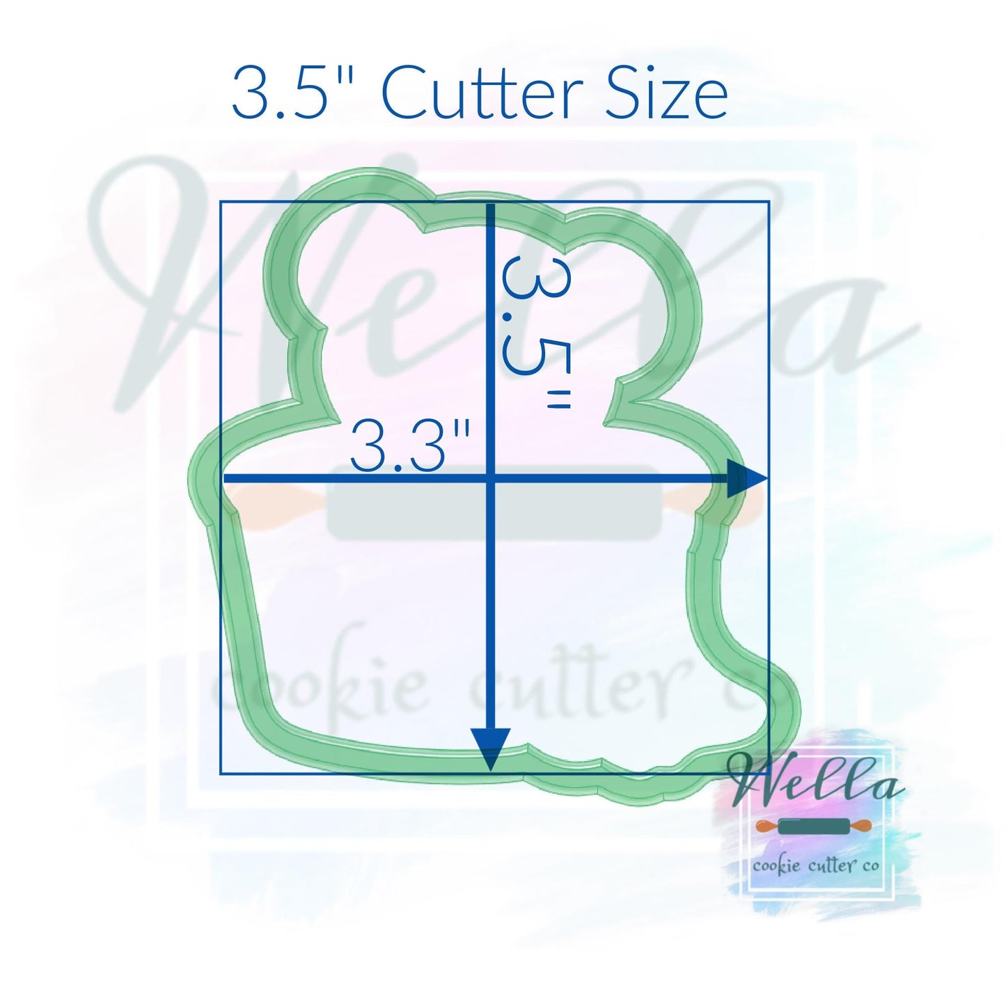 Stuffed Bear Sitting Cookie Cutter with Optional Stencil Guide
