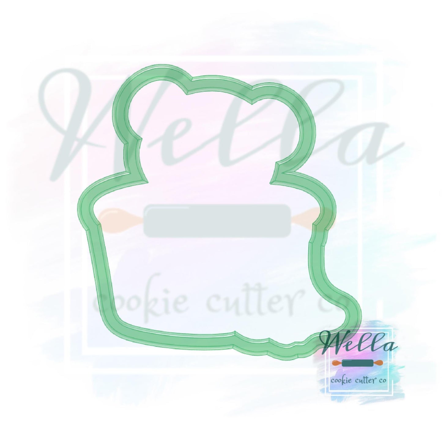 Stuffed Bear Sitting Cookie Cutter with Optional Stencil Guide