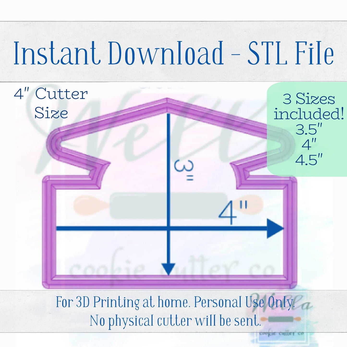 Digital STL File - Graduation Name Plaque Cookie Cutter - 3 Sizes