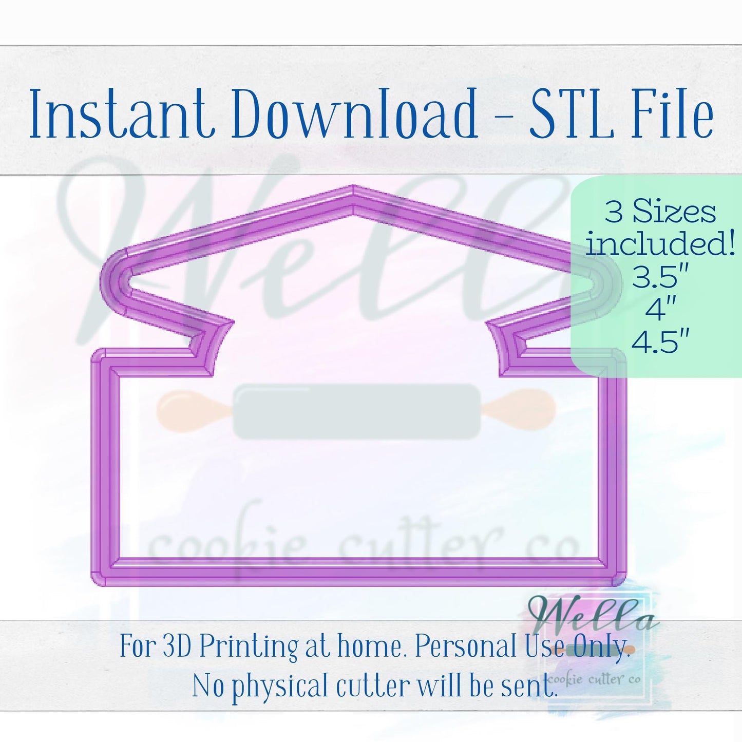 Digital STL File - Graduation Name Plaque Cookie Cutter - 3 Sizes