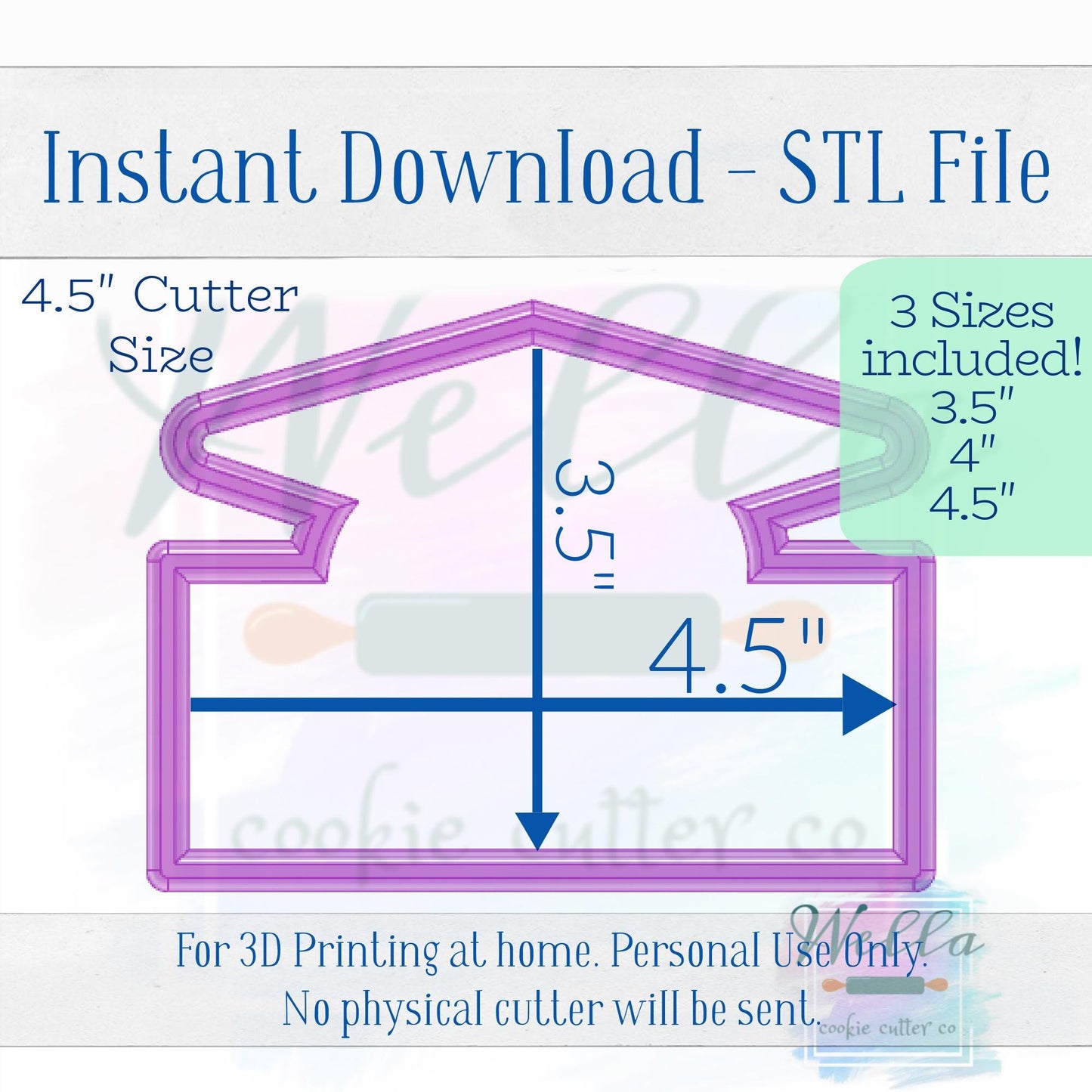 Digital STL File - Graduation Name Plaque Cookie Cutter - 3 Sizes