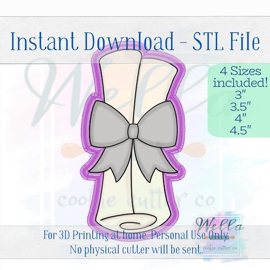 Digital STL File - Diploma Cookie Cutter - 4 Sizes