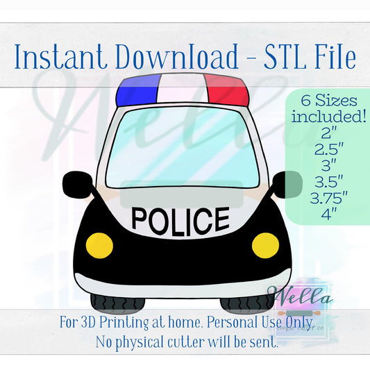 Digital STL File - Police Car Cookie Cutter - 6 Sizes