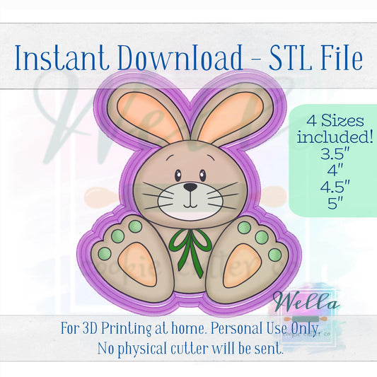 Digital STL File - Bunny Big Feet #1 Cookie Cutter - 4 Sizes