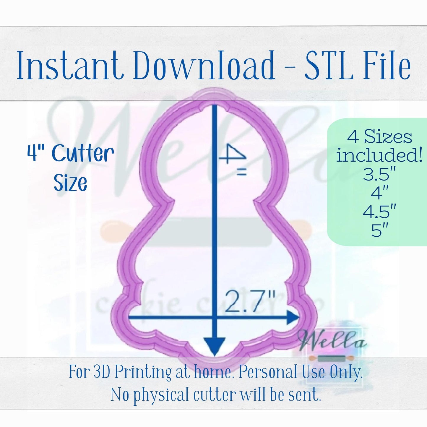 Digital STL File - Bunny Looking Up Cookie Cutter - 4 Sizes