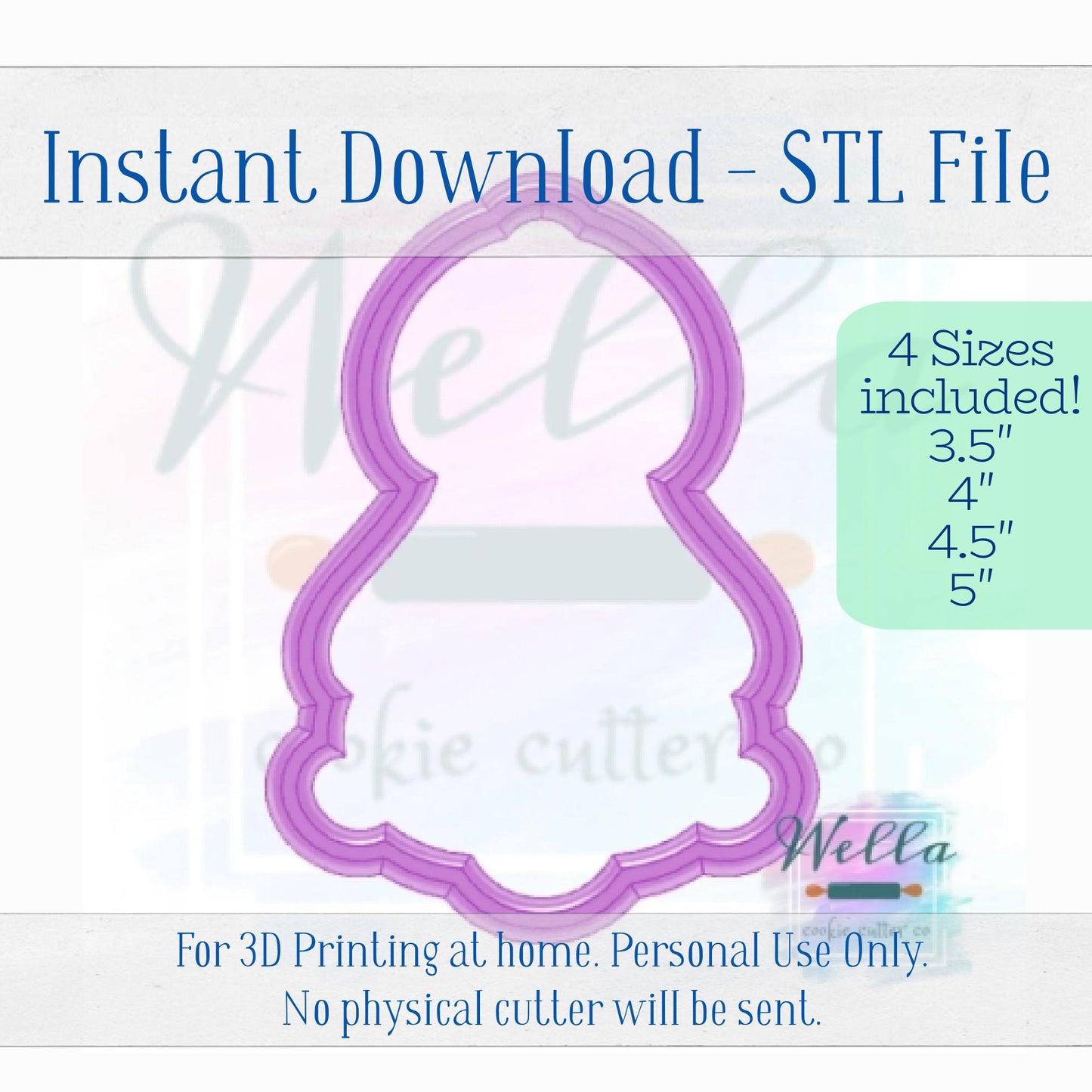 Digital STL File - Bunny Looking Up Cookie Cutter - 4 Sizes