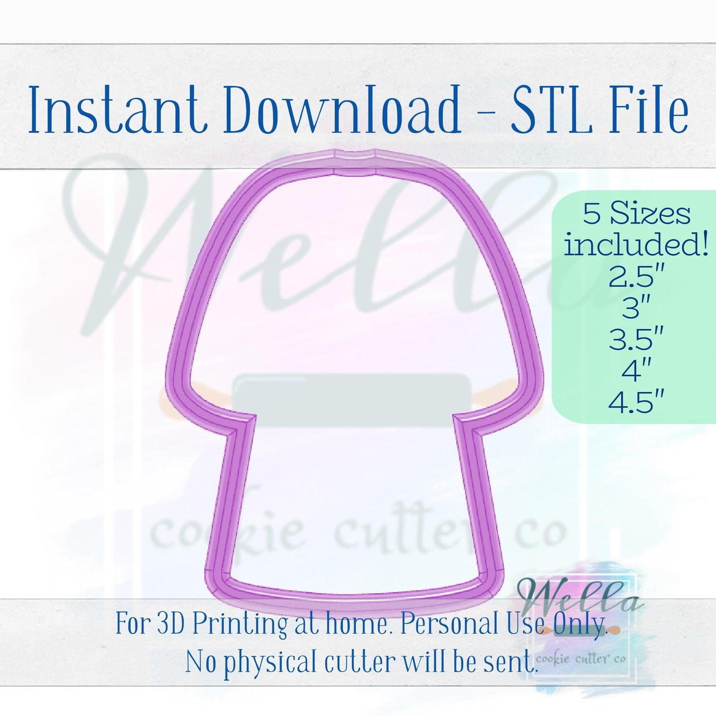Digital STL File - Graduation Gown Cookie Cutter - 5 Sizes