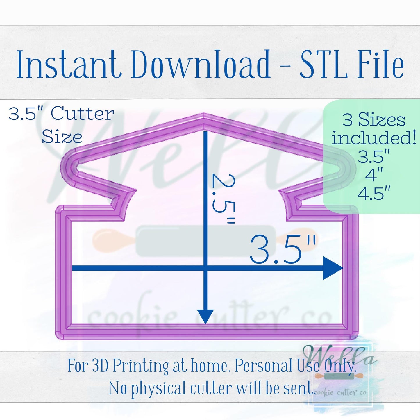 Digital STL File - Graduation Name Plaque Cookie Cutter - 3 Sizes