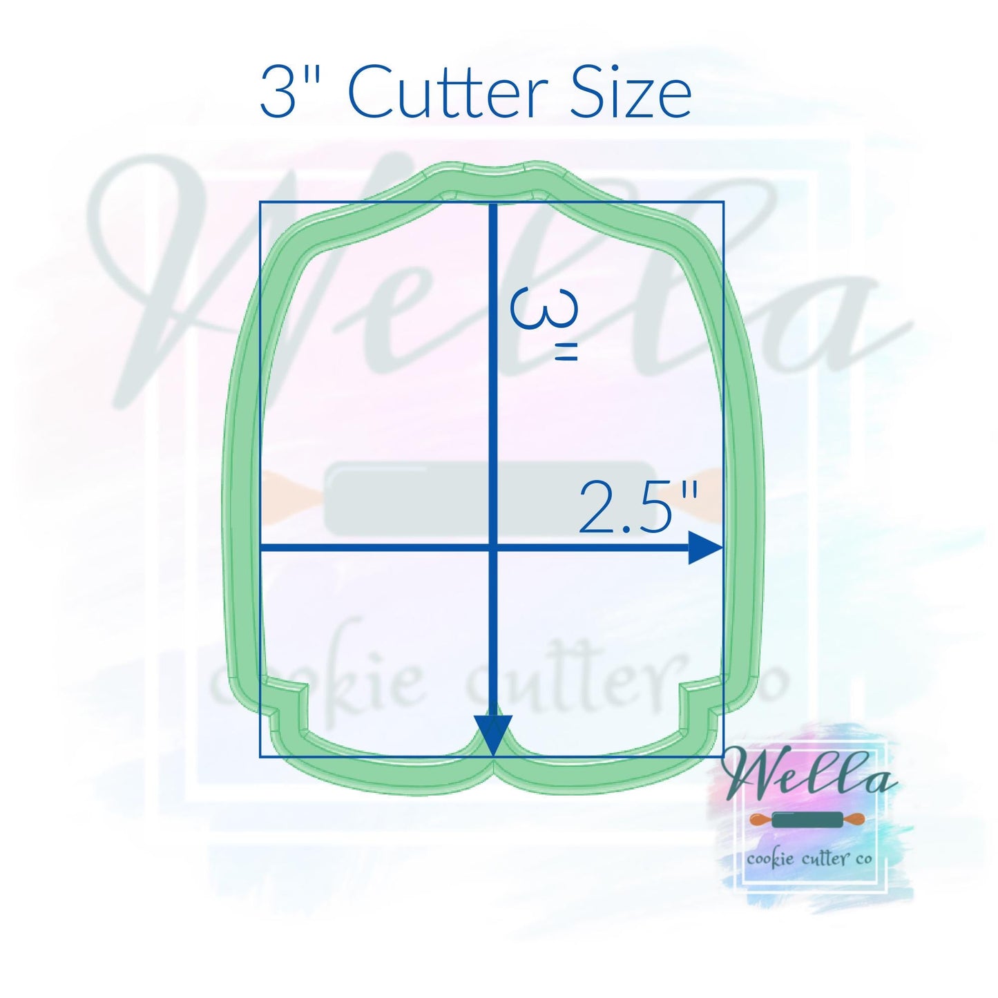 Green Golf Jacket Cookie Cutter with Optional Stencil Guide