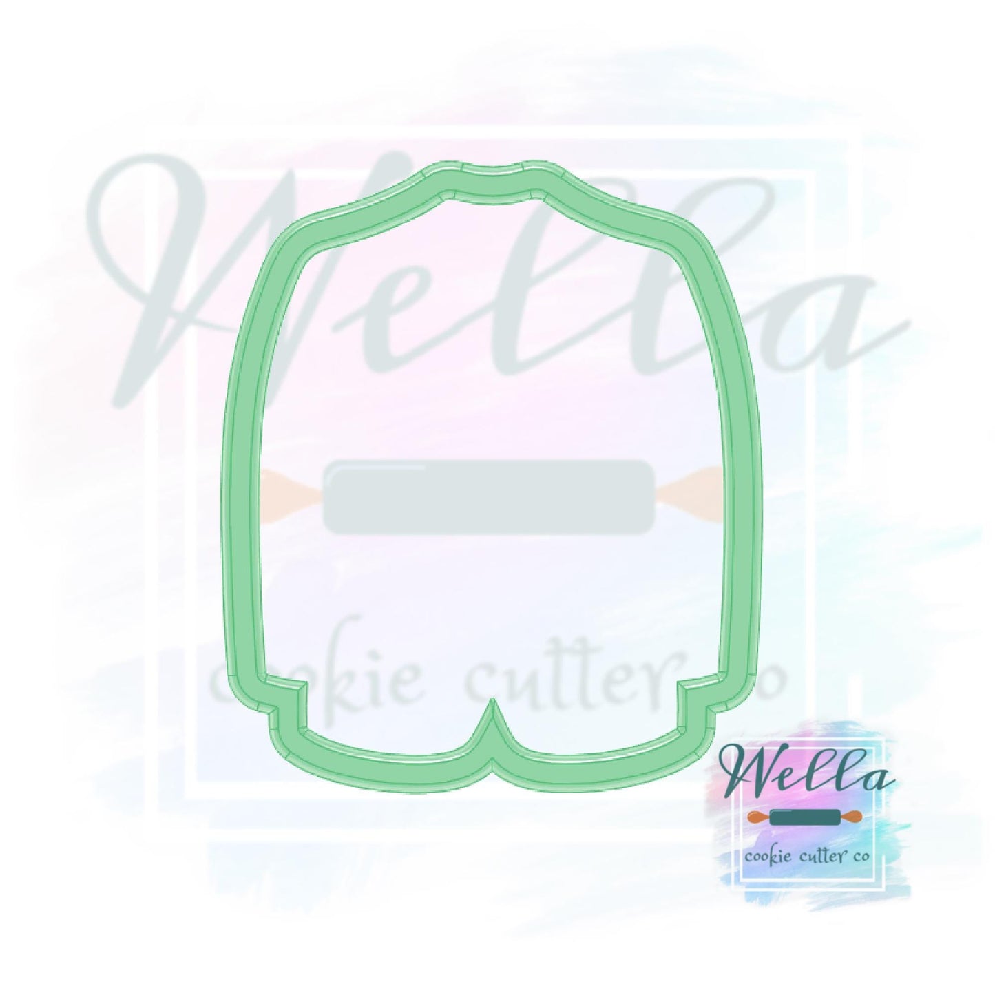 Green Golf Jacket Cookie Cutter with Optional Stencil Guide