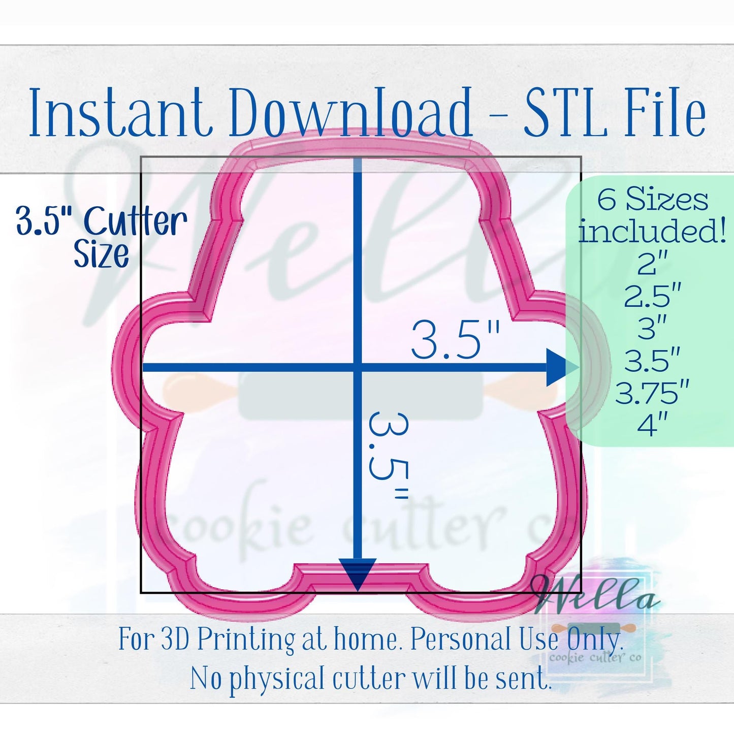 Digital STL File - Police Car Cookie Cutter - 6 Sizes